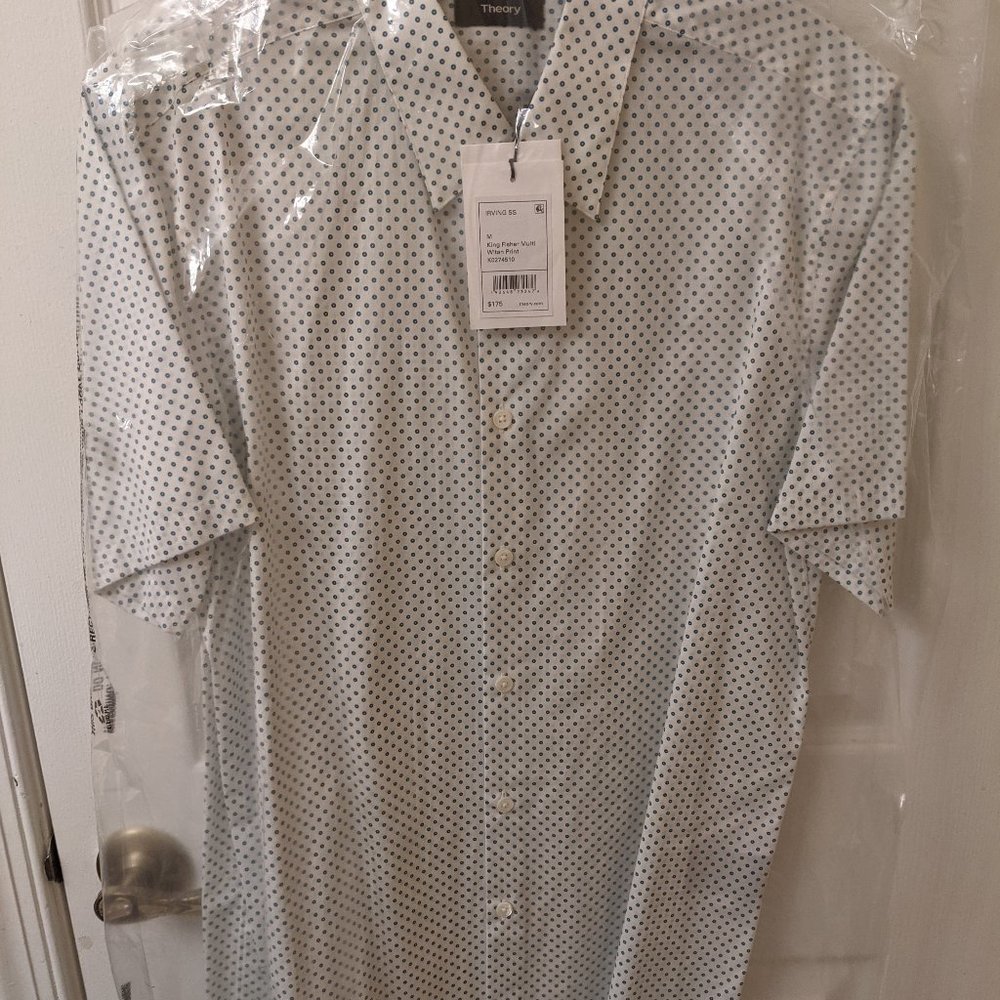 Theory King Fisher Multi Witan Print Dress Shirt M